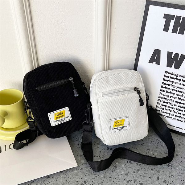 

canvas women's crossbody bag trend small shoulder handbag korean solid color student phone bag simple shopper zipper purse