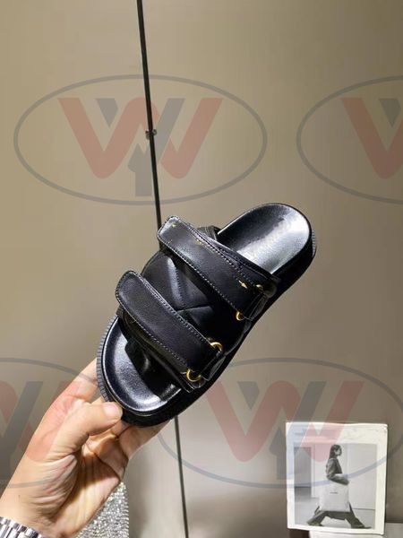 

2022 runway show new silk leather slippers fashion slides sandals sneakers casual shoes beach shoes supplier size 35-42, Black