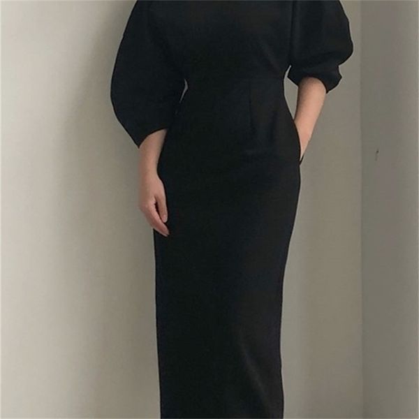 

spring elegant office ladies bodycon dress fashion solid color midi dress women slim vestidos ol summer clothes 220406, White;black