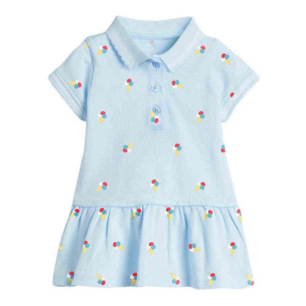 Kızlar İçin Küçük Maven Frocks Yaz Bebek Kız Çocuk Giysileri Toddler Pamuk Çilek Baskı Elbise Çocuklar İçin 2-7 Yıl G220506