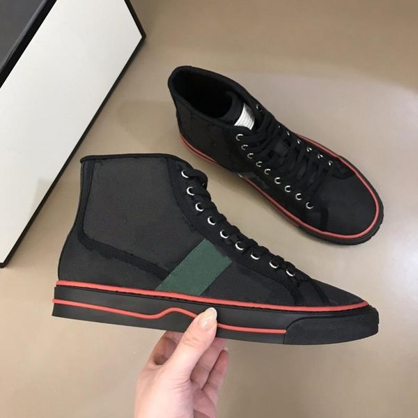 

a1 2022 boots tennis 1977 canvas shoes luxurys designers womens shoe italy green and red web stripe rubber sole stretch cotton low mens snea, Black
