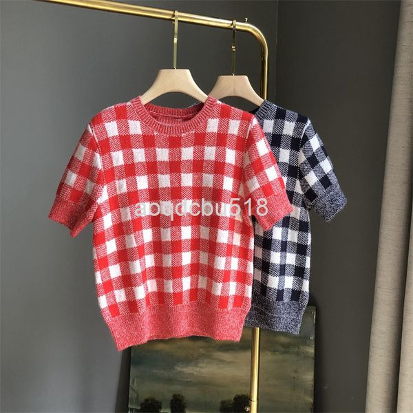 

women's knits & tees nanyou jianhuo mohair sweater women's spring and summer style temperament fashion checkered pullover short sl, White