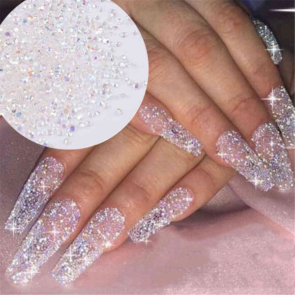 

1440pcs/pack ab flatback nail rhinestone crystal 1.1mm 1.2mm 3d micro glass diy gems glitter nails art decorations mini beads y220408, Black
