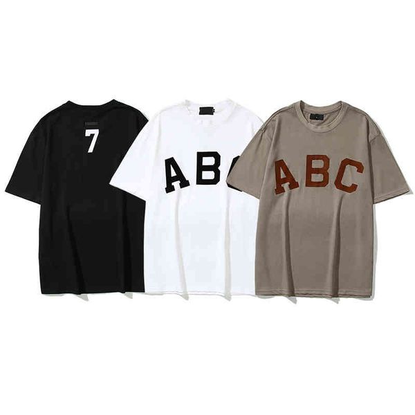 

fog multi thread flocking letters short men's t-shirt women's fashion sleeve streetwear women clothes loose, White;black