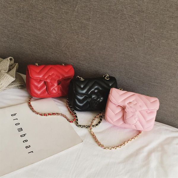 

ins baby girls handbag pu letter children metal single shoulder bag fashion kids messenger bag girl designer mini bags263r, Black