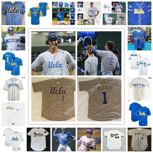 

ncaa custom ucla bruins baseball stitched jersey 3 ethan gourson 4 nick mclain daylen reyes michael curialle bryce grudzielanek max rajcic d, Black
