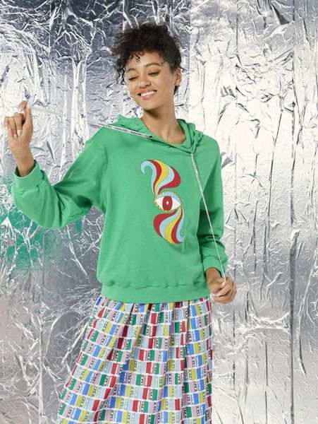 

x priscila iaria eye print drawstring hoodie n6md#, Black