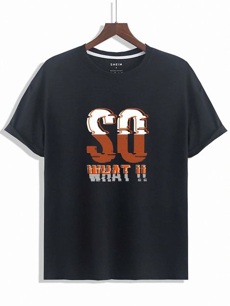 

men letter graphic drop shoulder tee r5f8#, White;black