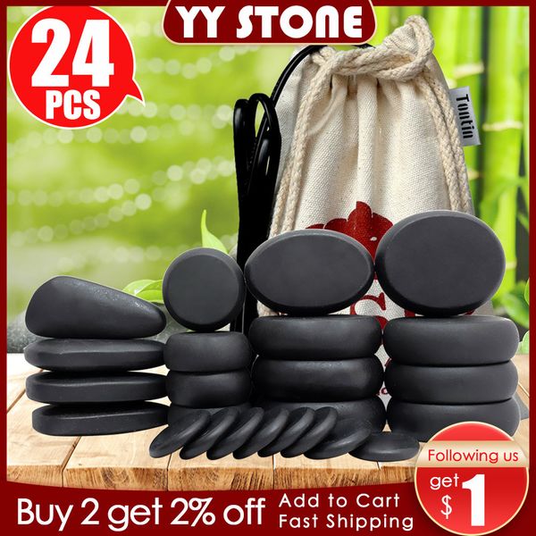 

tontin stone massage body basalt stone set beauty salon spa with thick canvas heating bag healthcare back pain relieve raben