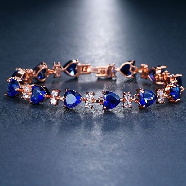 

korean trendy blue love zircon bracelet for women romantic wedding cute bride chain bracelet bridesmaid prom party accessory, Black