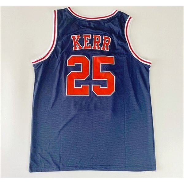 Nikivip Steve Kerr # 25 Maglia da basket da uomo Cucita blu Personalizzato Qualsiasi numero Nome Taglia 2XS-4XL Alta qualità