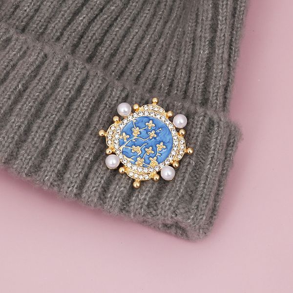 

europe starry sky pearl crystal brooch pin retro palace tree branch painting lapel pins alloy plant hat bag coat dress clothes badges corsag, Gray
