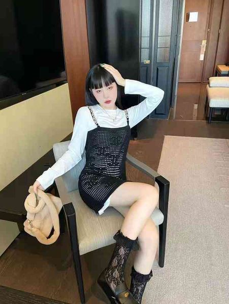 

women's sweaters [] xiaoxiangfeng white knitted long sleeves with diamond buckle suspender dress for women 9ju3, White;black