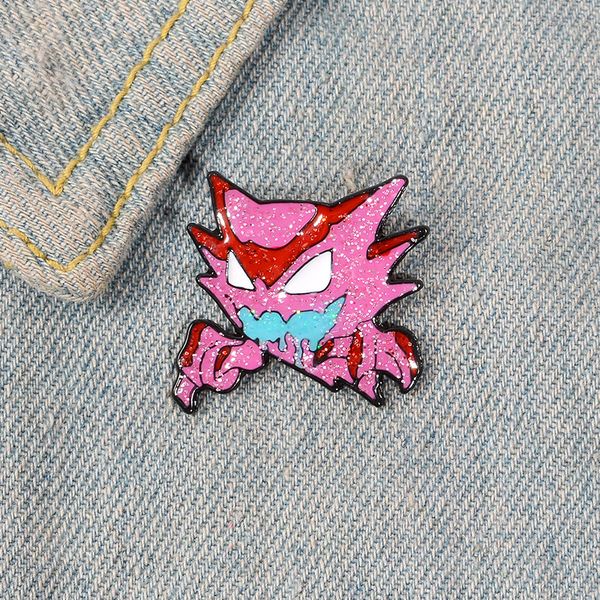 

cartoon pink wolf head brooch for boys vicious animal enamel pin wholesale creative metal badges jewelry small fashion accessories, Gray