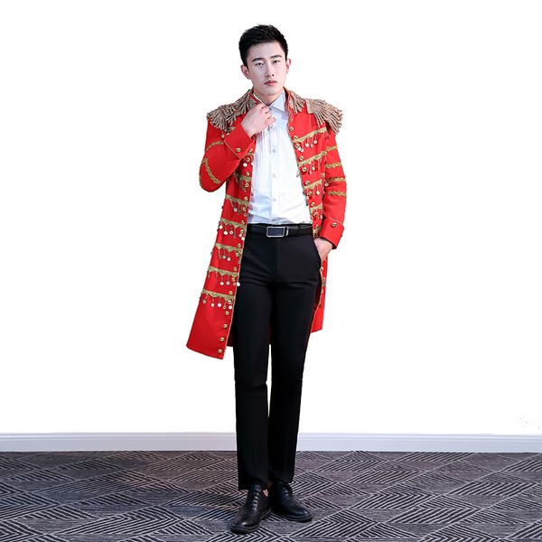 Casacos de trincheira masculina Glitter Embelezed Roupeding Leartin Collar Tang Suit de traje clássico Retro