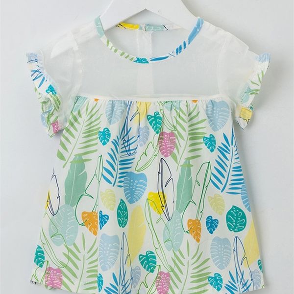 

yingzifang toddler girls tropical print mesh insert smock dress she, Red;yellow