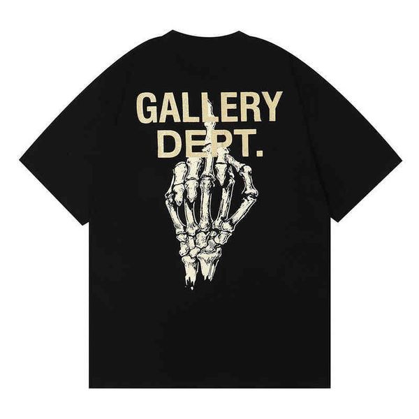 

gallerydepts shirt designer gilded letter skull hand bone finger print crew neck large loose short sleeve t-shirt ubh1, White;black