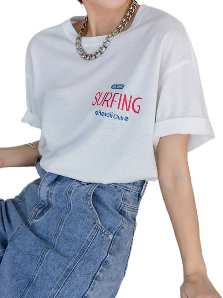 

dazy letter graphic drop shoulder tee m1nu#, White