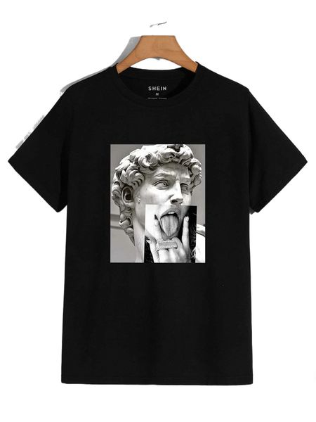 

men statue and figure graphic tee b6gf#, White;black