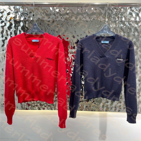 

women short sweater long sleeve knitted pullover embroidery letter sweaters v neck tight wool knits, White;black