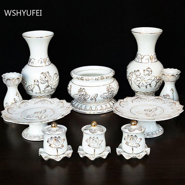 Dekorative Objekte Figuren chinesische weiße Keramik Weihrauch Brenner Ornamente Home Feng Shui kleine Buddha Hall Anbetung Dekoration Buddhist