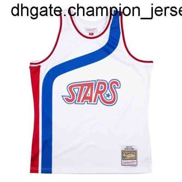 

new goods stars mitchell & ness men's white official 1974-75 jersey vest stitched throwback basketball jerseys vest shirt, Black