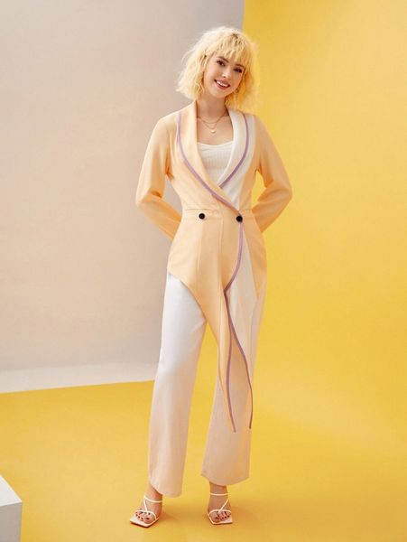 

x saint shawl collar asymmetrical hem blazer h7fw#, White