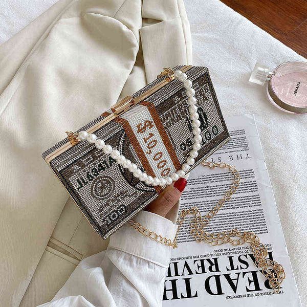 

new women's simple fashionable diamond dollar personalized rhintone shoulder bag 2022 factory online export fashion design ladies handb