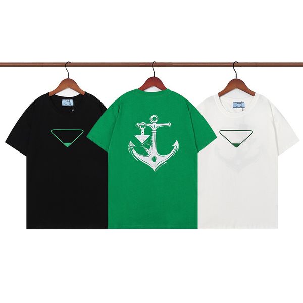 

2022 mens designers t shirt womens fashion tshirts with triangle letter logo print short sleeves summer shirts men tees asian size s-xxl, White;black