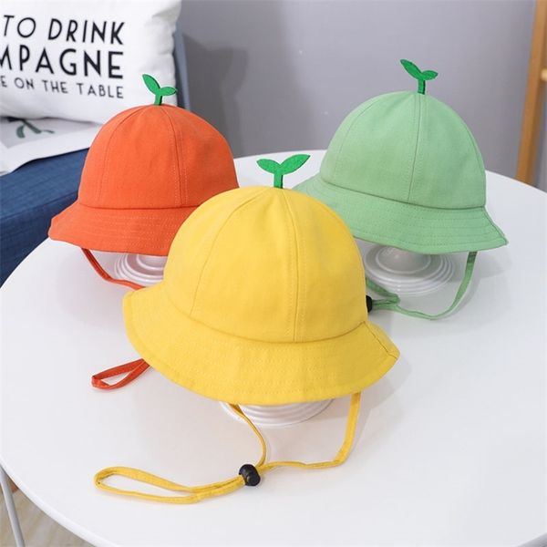 Cute Little Grass Baby Summer Cotton Ragazzi Ragazze Secchio Solid Infant Toddler Sun Beach Cap Bambini Panama Fisherman Hats 220812