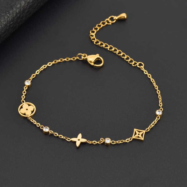

classic design clover charm bracelet stainless steel necklace for women gift, Golden;silver