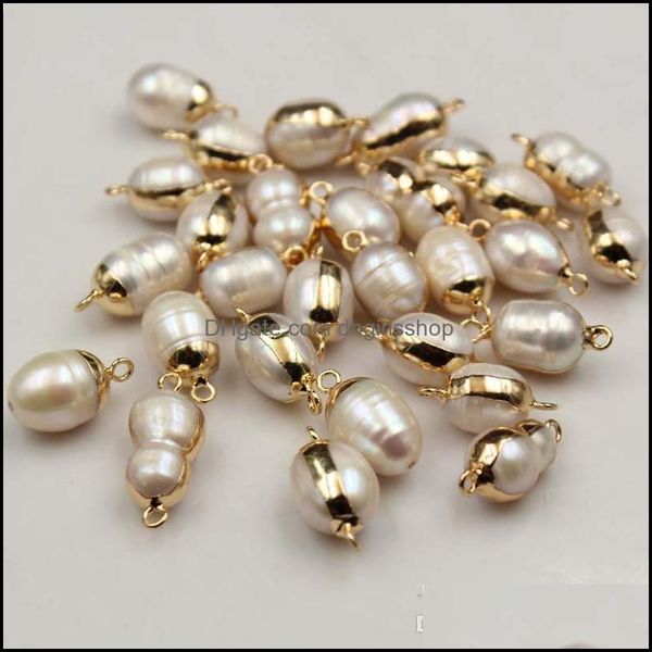 

connectors jewelry findings components irregar baroque style natural freshwater pearl beads gold plated double cliver char dha6z, Silver