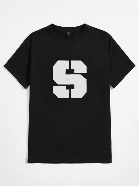 

romwe guys letter tee g6ya#, White;black