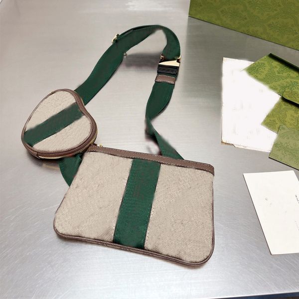 

heart shape messenger bag square shoulder cross body bags couple waist bag chesk pack male female pouch 2022 new green stripe