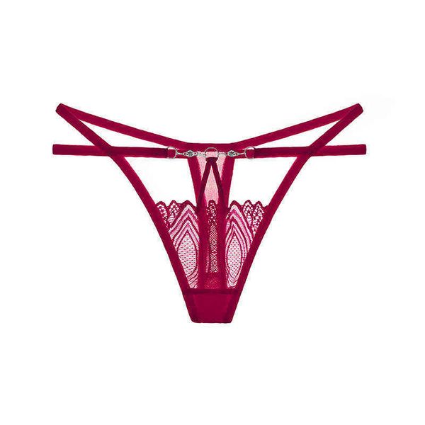 

panpanties women's fashion lace transparent temptation hollow thong low waist transparent t pants w220324, Red;black