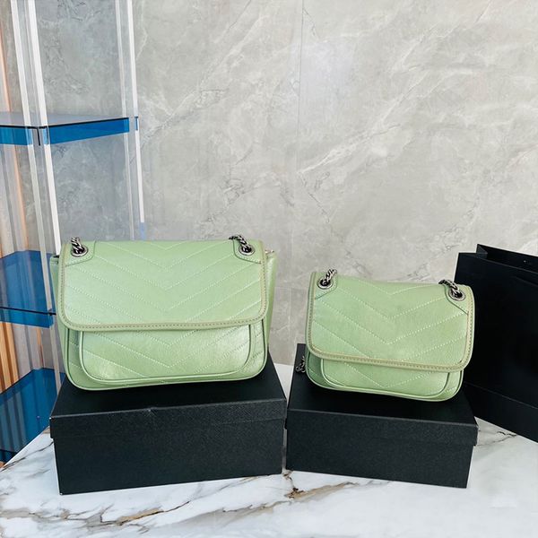 

flip postman bag shoulder handbag two sizes external stereo pocket chain genuine leather shoulder strap v-stitch thread hig quality evening