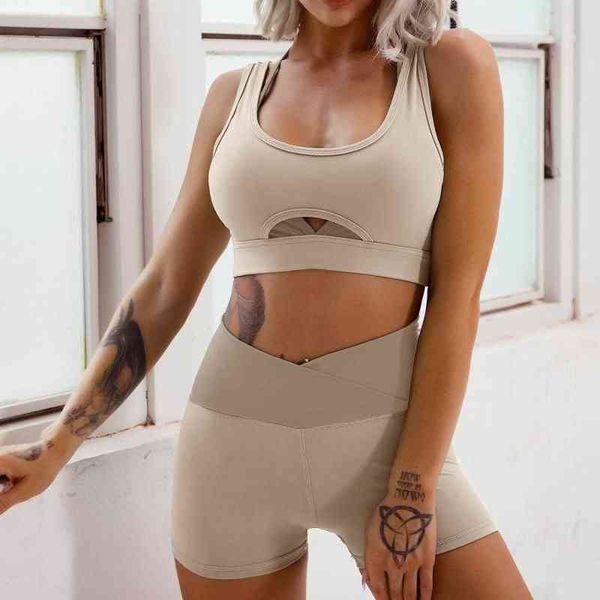 

2 pieces yoga set women sports set gym clothing fitness sportswear jogging suit sports bra seamless shorts women gym tracksuit t220725, White;red