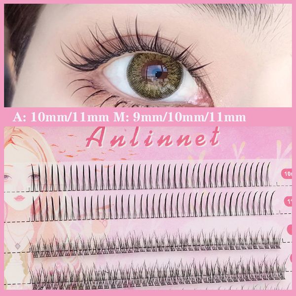 Anlinnet Fishtail Tipo A Capelli misti Cinque file Ciglia finte naturali Autoinnesto Singolo grappolo Eye Lash Fa 220524