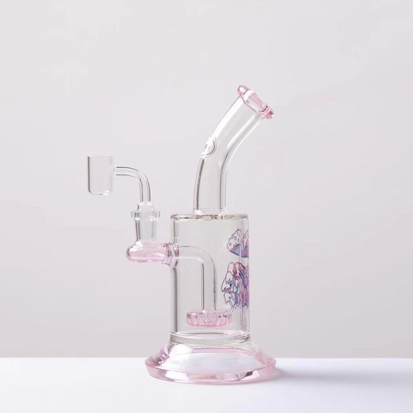 raccogli cenere Narghilè bong in vetro bruciatore dab Oil Rig bolle ragazze come Pink Bong 8,6 pollici di altezza Ciotola al quarzo in omaggio palla a bolle dello stesso colore