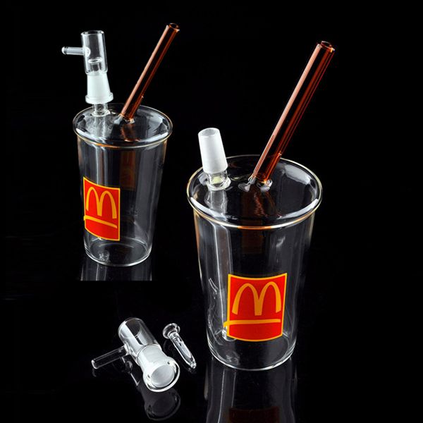 Zwei -Stil -Tasse Glas Bongs Schüssel Stück Nagel Recycling Shisha Bubbler Wasserrohr Konzentratöl