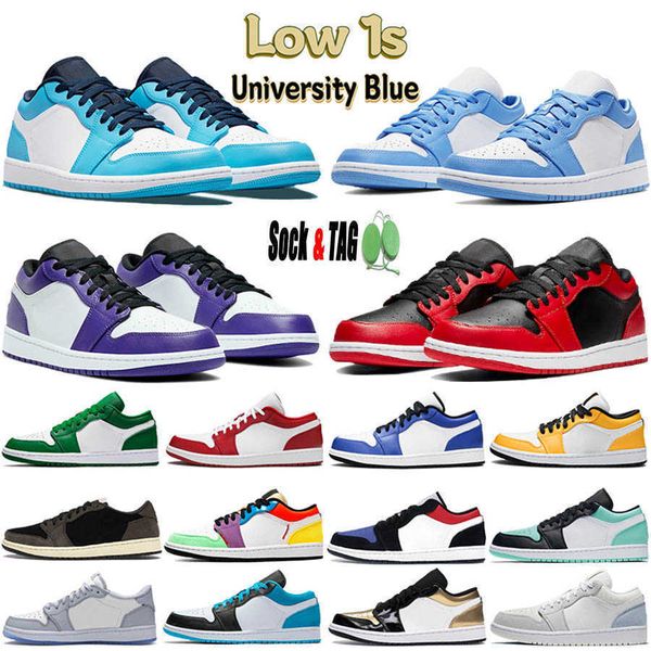 

jumpman 1 low basketball shoes mens women unc 1s mocha panda shadow wolf grey court purple sier paris bred toe spruce aura laser trainers, Black