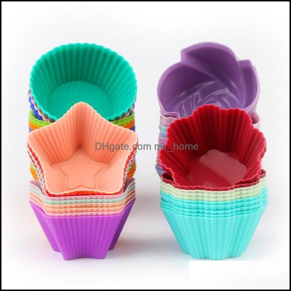 Ferramentas de massa de cozinha Bakeware Kitchen Dining Bar Home Garden Sile Cupcake Mold Heart 6pcs Cake Muffin Dhb1i