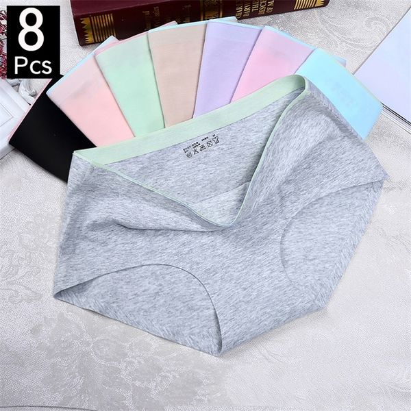 8pcs Briefes para mulheres moda mulher sexy calcinha sólida cuecas sem costura cpanties para mulheres calcinha de algodão menina calcinha 220621