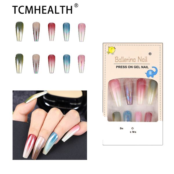 24pcs/caixa unhas falsas acabadas de bailarina longa amêndoa manchas de manicure pressione as unhas dicas de unhas de capa completa