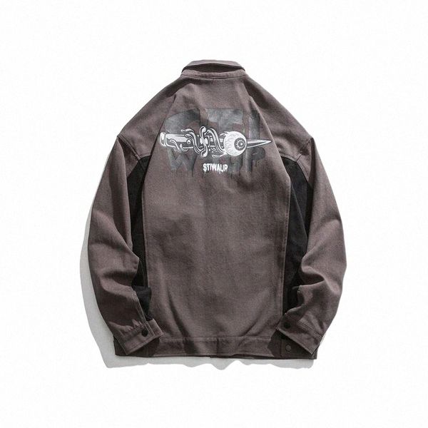 

men's jackets harajuku fashion printed jacket stitching casual t1xr#, Black;brown