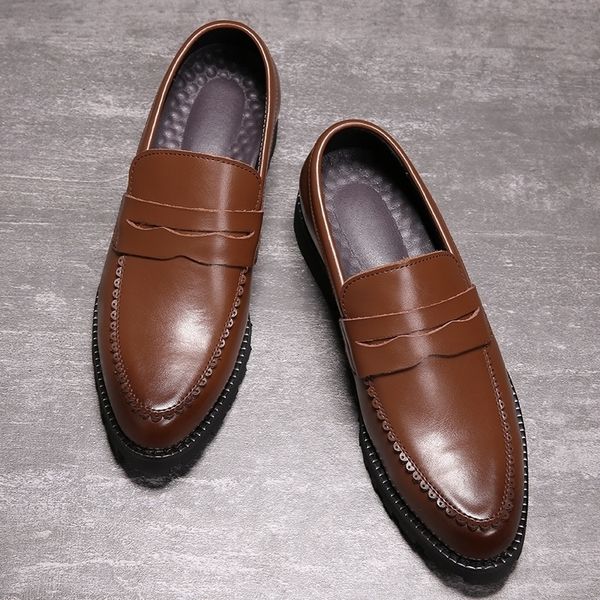 Robe en cuir véritable hommes chaussures Slip-On loisirs affaires mariage formelle Oxfords chaussures pour hommes Y200420