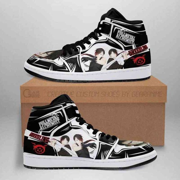 

greed-ling metal alchemist sneakers anime custom shoes, Black