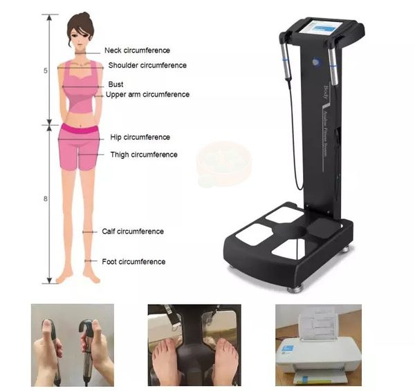 Analizzatore di grasso corporeo analisi della salute composizione macchina di prova stampante a colori apparecchiature con grande schermo di grandi dimensioni funzionamento facile rapporto di rilevamento intelligente scala del corpo