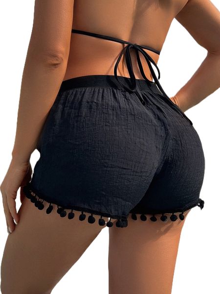 

pom-pom decor cover up g4ej#, White;black