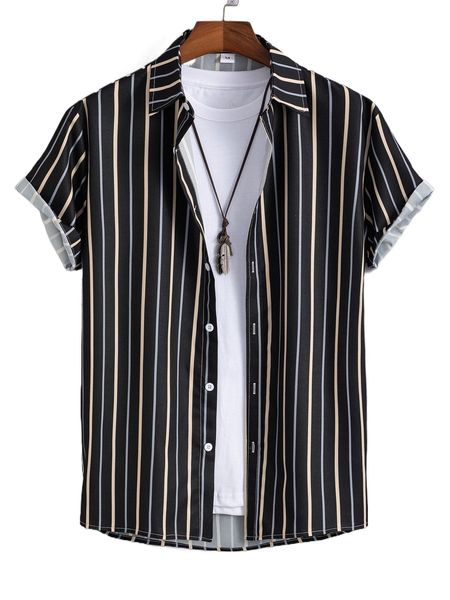 

men vertical striped shirt without tee v0st#, White;black